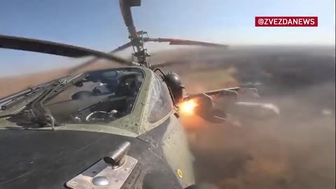 Russian K-52M helicopter carrying out a mission in the Kursk region