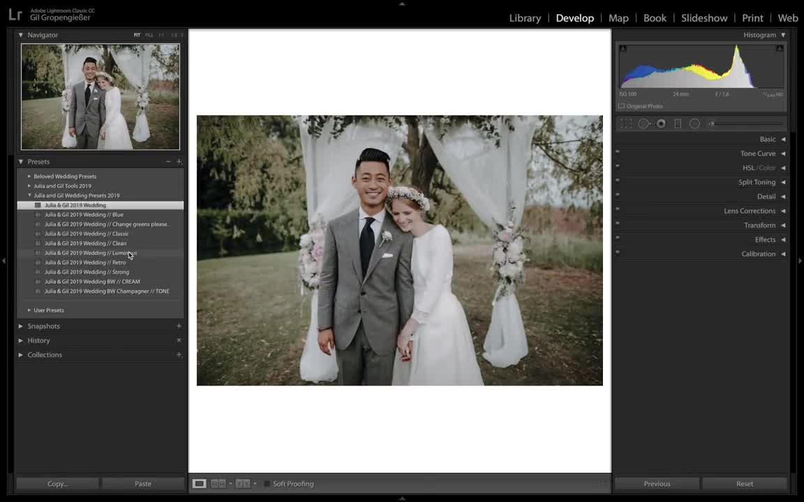 Wedding Lightroom presets collection by Julia & Gil