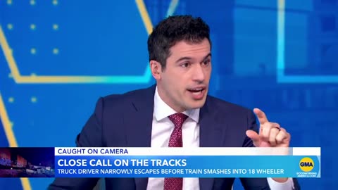 Truck driver saved just seconds before train hits vehicle ABC News