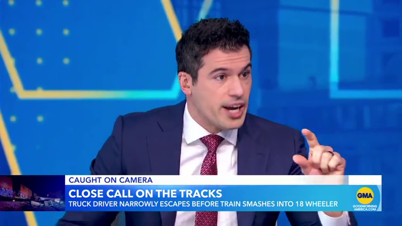 Truck driver saved just seconds before train hits vehicle ABC News