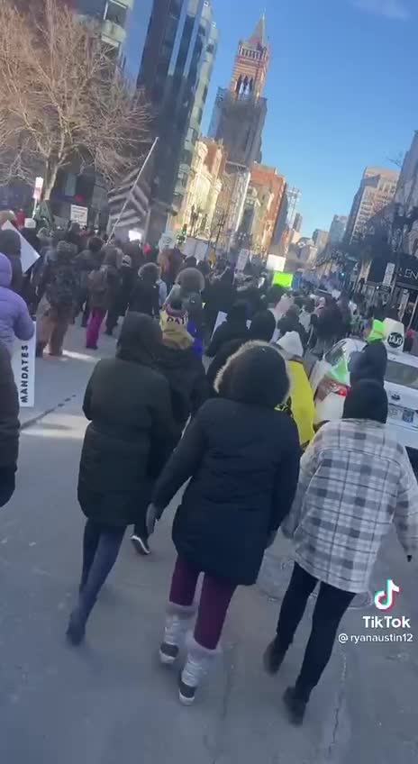 Boston yesterday. Antivax protest