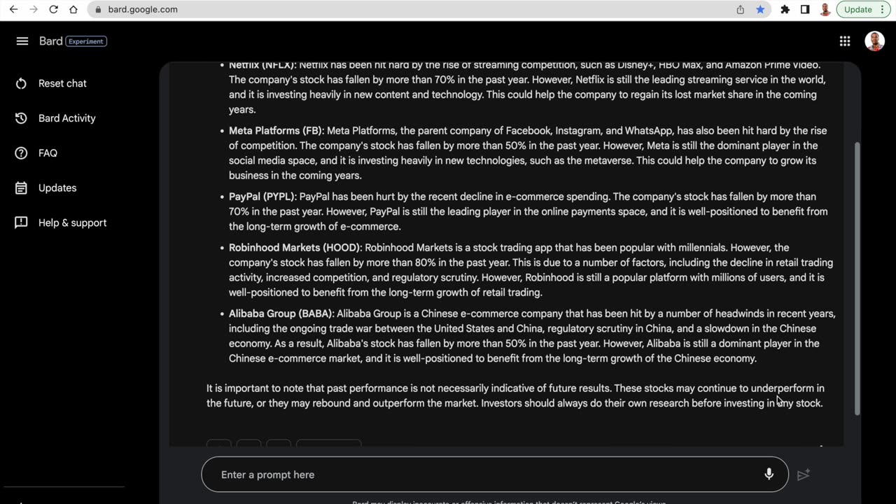 Google's Bard can be used to screen stocks and find market opportunities using AI in finance
