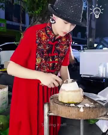 Cutting a coconut!