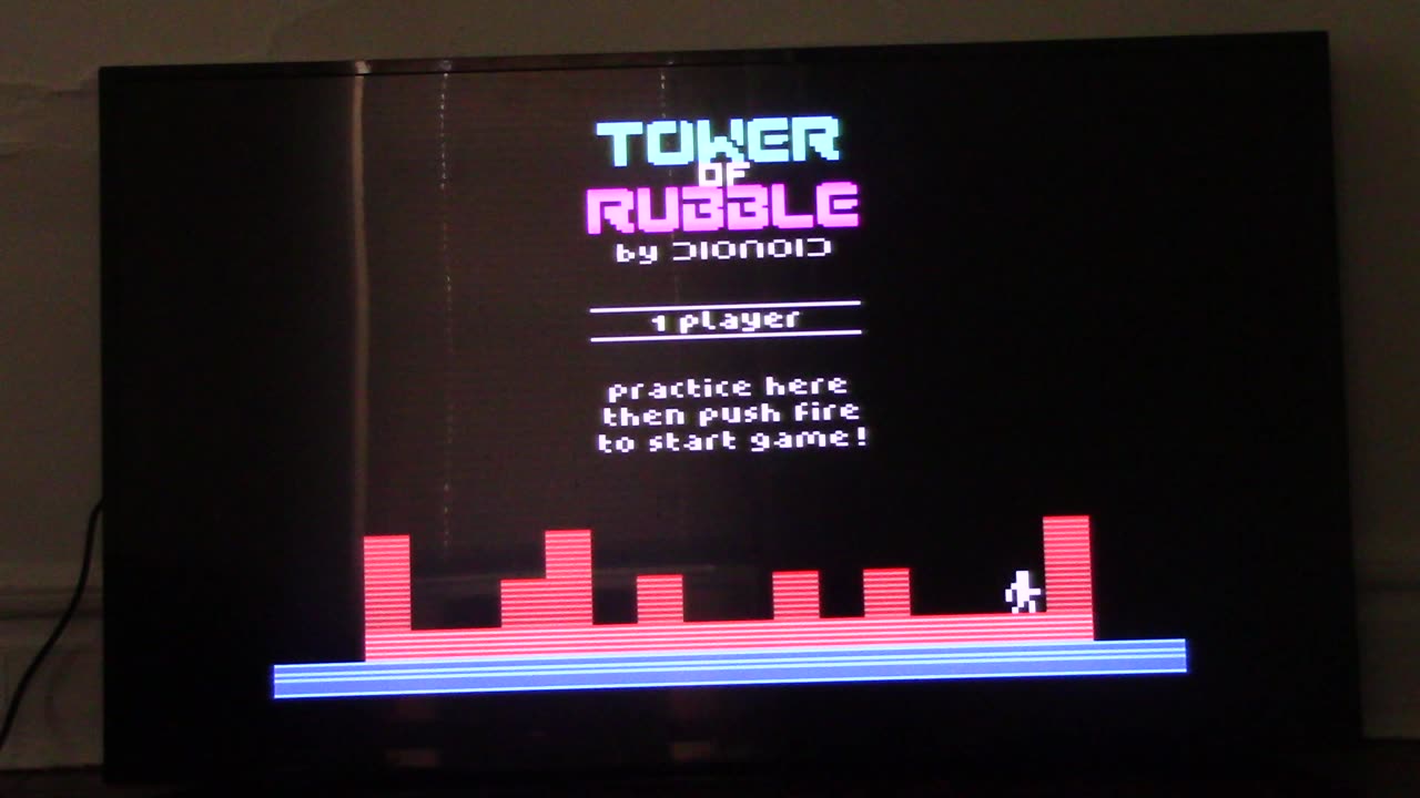 I'm playing tower of rubble 2600 indie homebrew on atari vcs 800