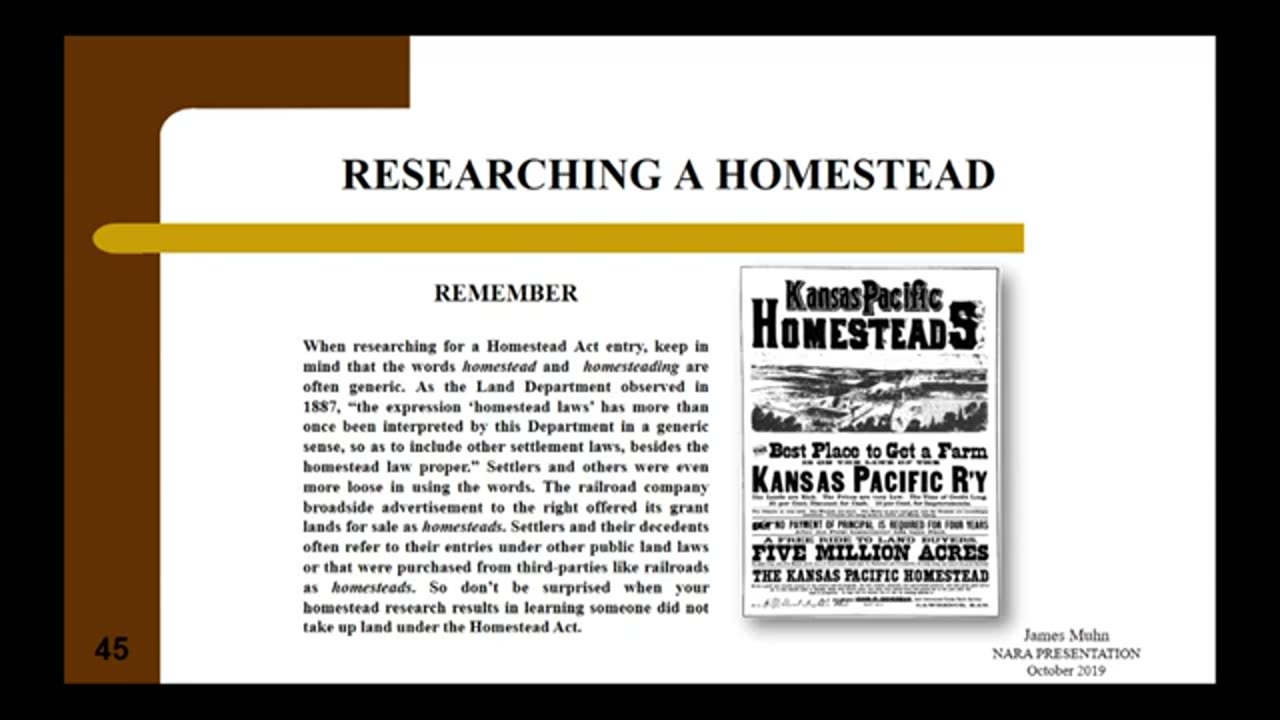 2019 Virtual Genealogy Fair Session 6 The Homestead Act Land Records of Your Ancestors