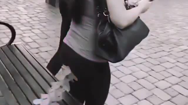 Funny moments of a girl. She felt embarrassed