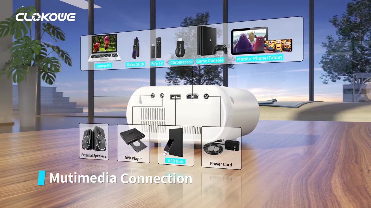 Native 1080P Projector Full HD, 15000Lux Movie Projector