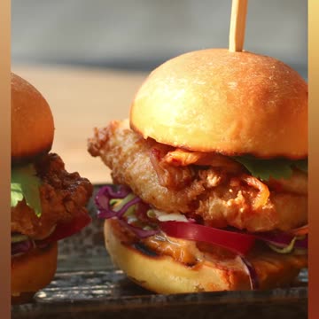 Fried Chicken and Kimchi Sliders