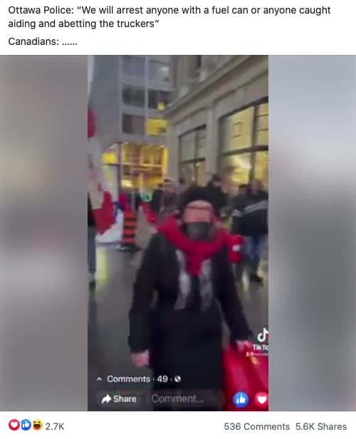 Creative Canadians bring Fuel Jugs to Ottawa Freedom Convoy En Masse