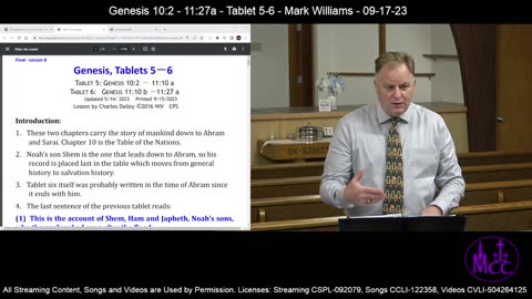 Genesis 10:2 - 11:27a - Tablet 5-6 - Mark Williams - 09-17-23