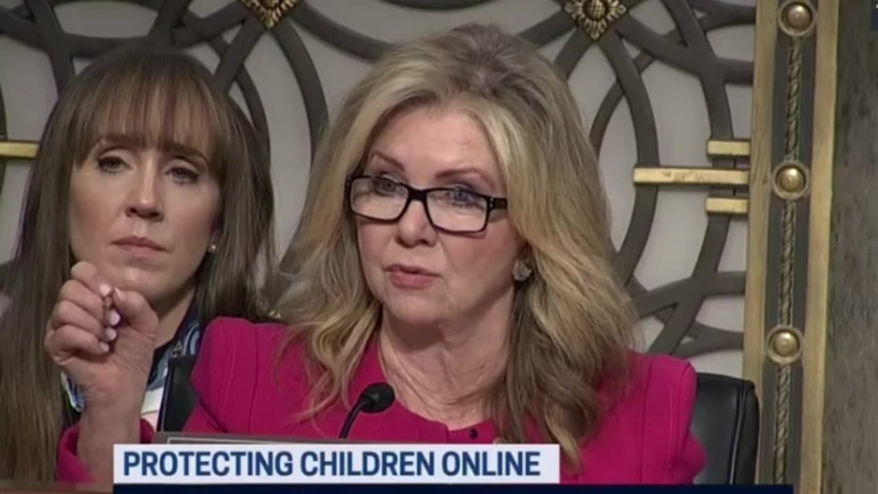 Marsha Blackburn criticizes Zuckerberg for exploiting children to profit on social media.