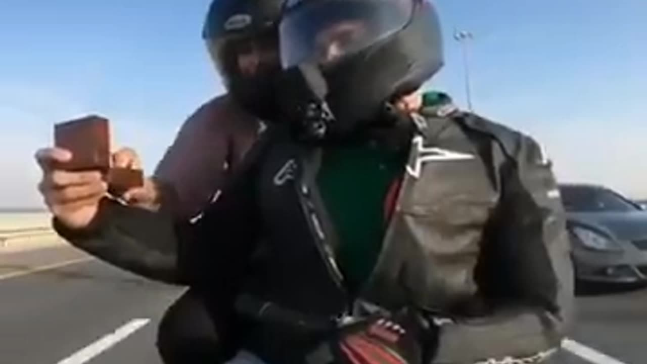 Marriage proposal on motorcycle