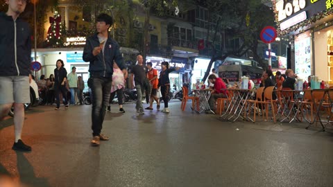 Hanoi Old Quarter Dinner Time Street Activity.