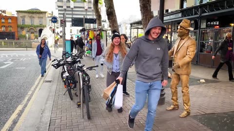 Scared the Life out of them. Golden Statue and Bushman Prank