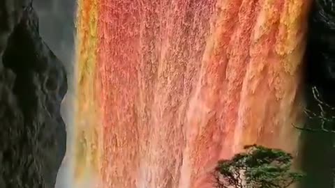 Red bloody looking waterfalls.