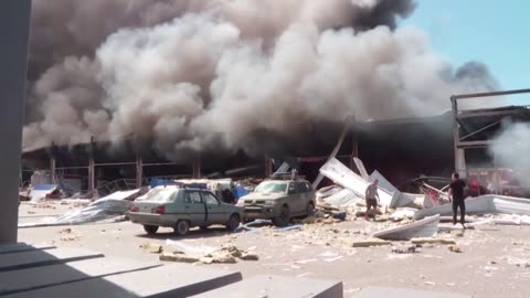 Russian Forces Bombed Super Market in Ukraine