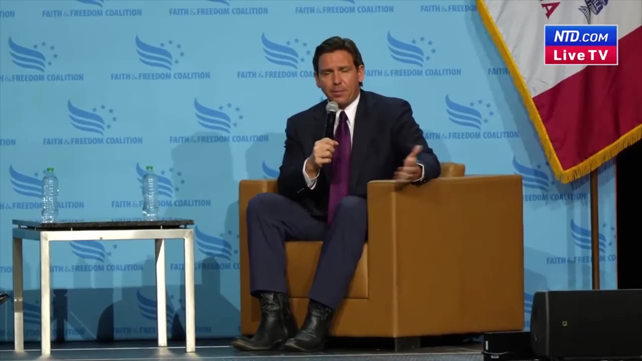 FL Governor Ron Desantis Interview at the 2023 Iowa Faith & Freedom Coalition Town Hall