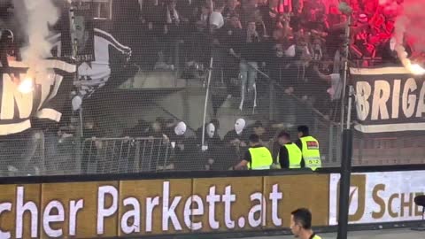 Derby Riots SK Sturm Graz after burning Grazer AK flag