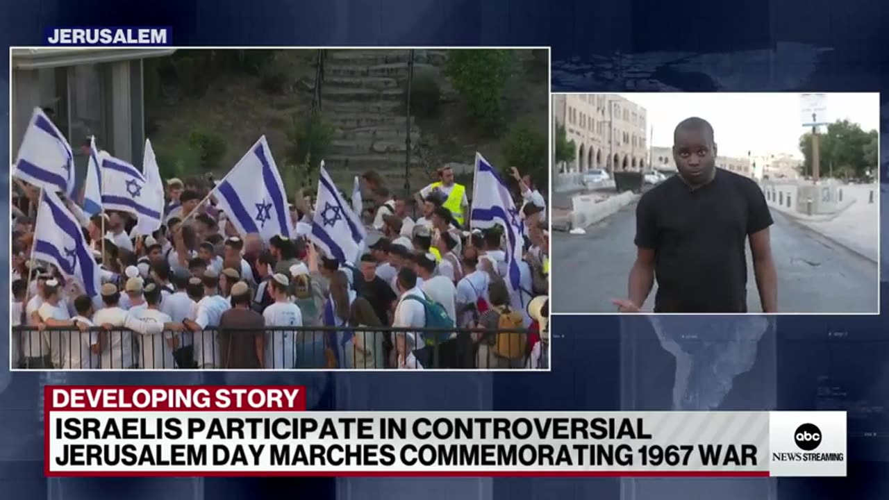 Israeli nationalists march through Palestinian area of Jerusalem during annual march ABC News