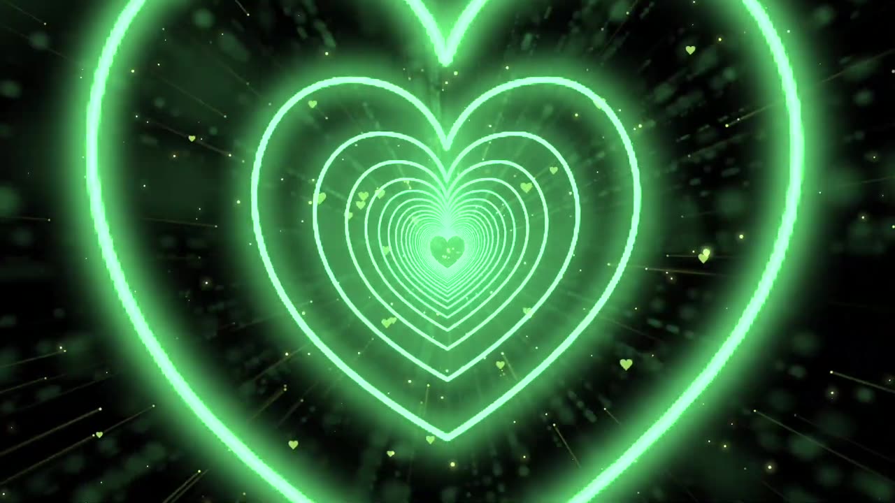 1094. Heart Tunnel💚Heart Background Neon Heart Background Video Wallpaper Heart