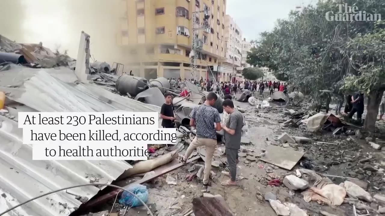 Moment Israeli airstrike hits Gaza tower block after Hamas attack