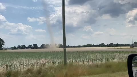 Dust Devil Spins on a Field in Lenoir County in North Carolina