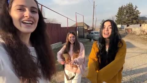 Georgion girls singing beautiful song in there town street