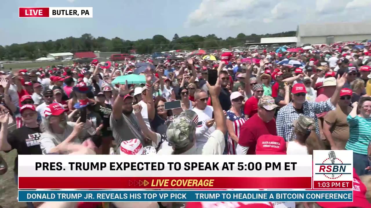 Massive Crowd Lines up for Trump Rally in Butler, PA