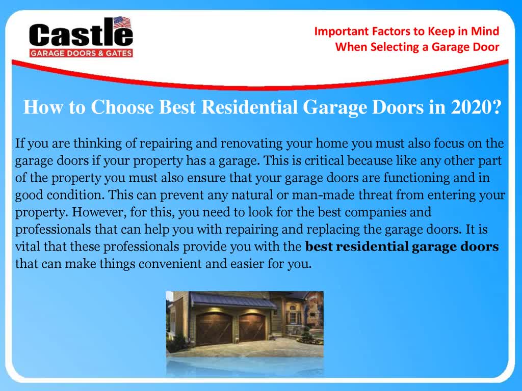 3 Factors to Choose the Best Residential Garage Doors