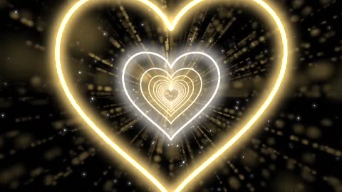 191. Heart Tunnel 💛🤍 Heart Background Neon Heart