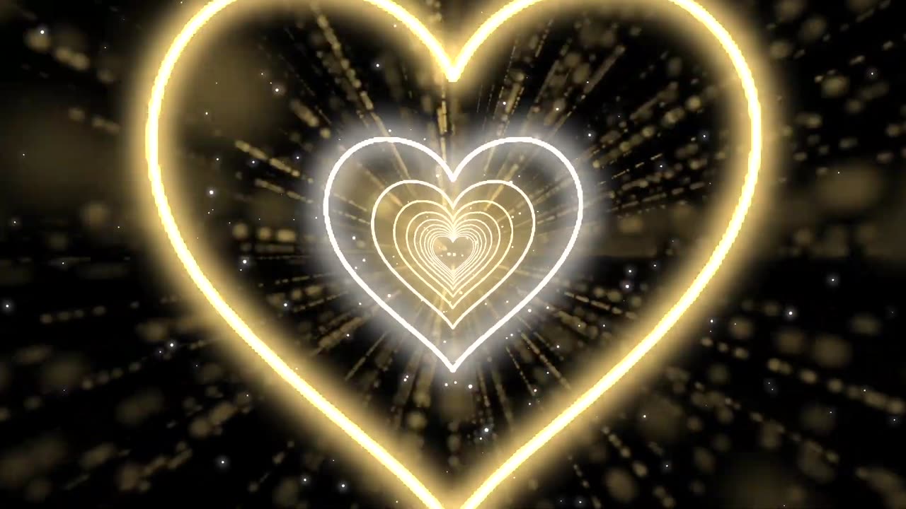 191. Heart Tunnel 💛🤍 Heart Background Neon Heart