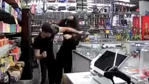 Store owner defends himself with a knife