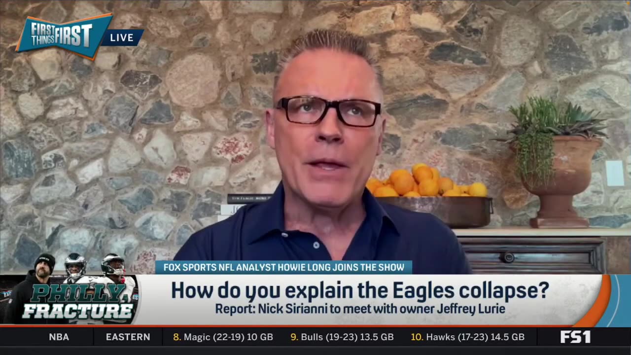 FIRST THINGS FIRST Howie Long reacts Nick Sirianni to meet with owner Jeffrey Lurie