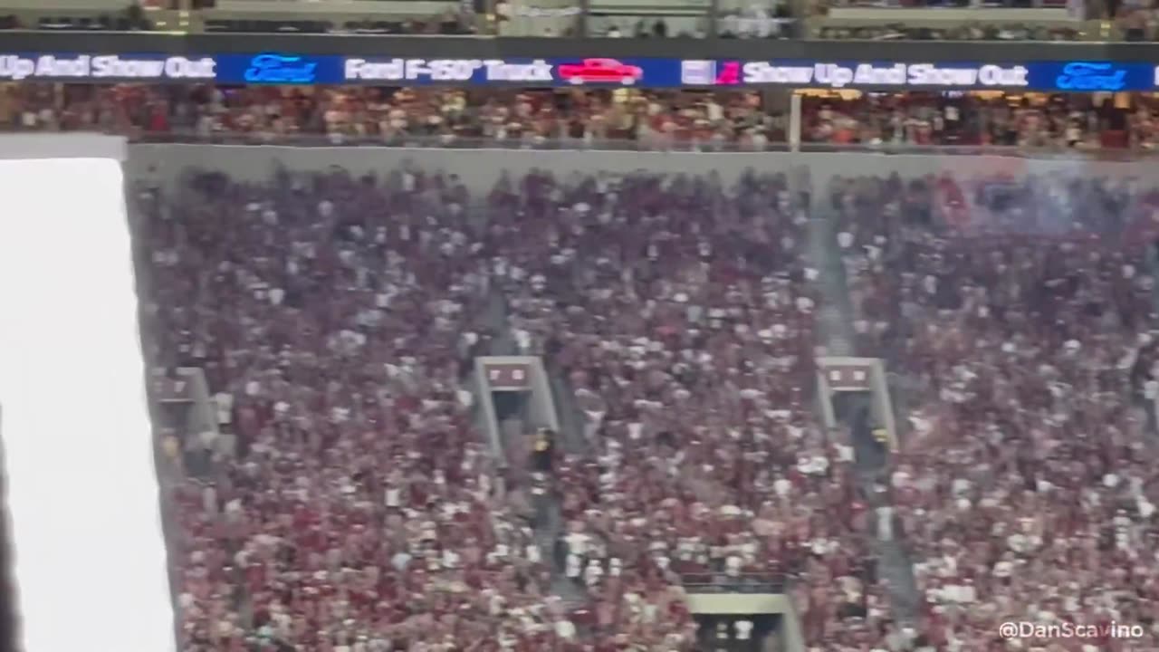 President Trump shown on the Jumbotron at Bryant-Denny Stadium, Alabama