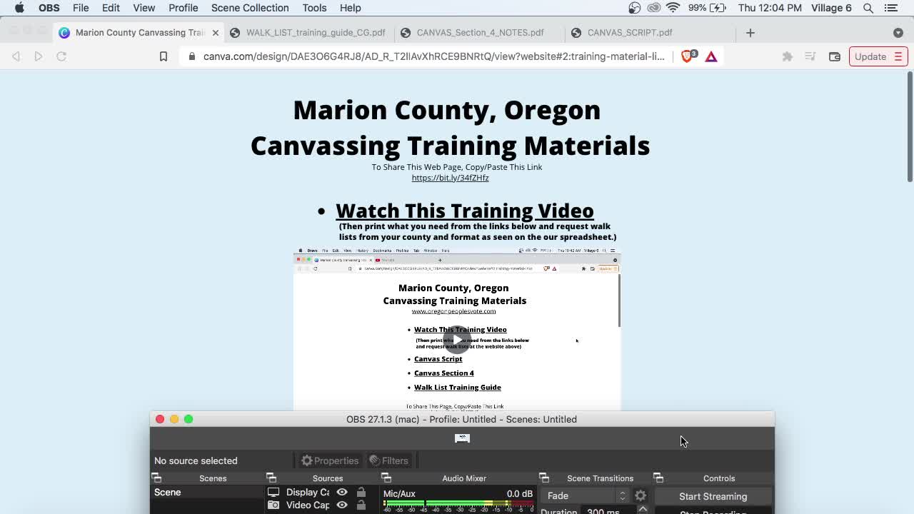 Canvassing Training Materials from Marion County Oregon's Election Integrity Group, OPV