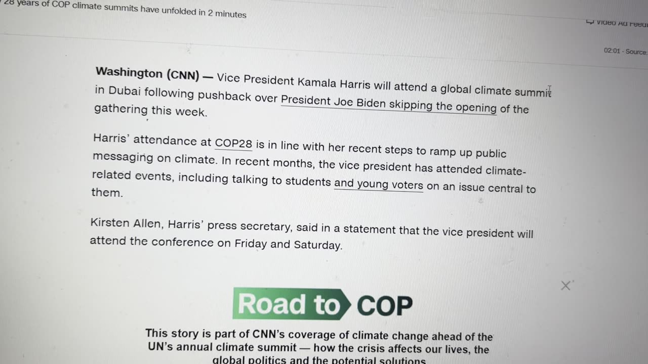 KAMALA HARRIS COP28 STAGED FOR POWER