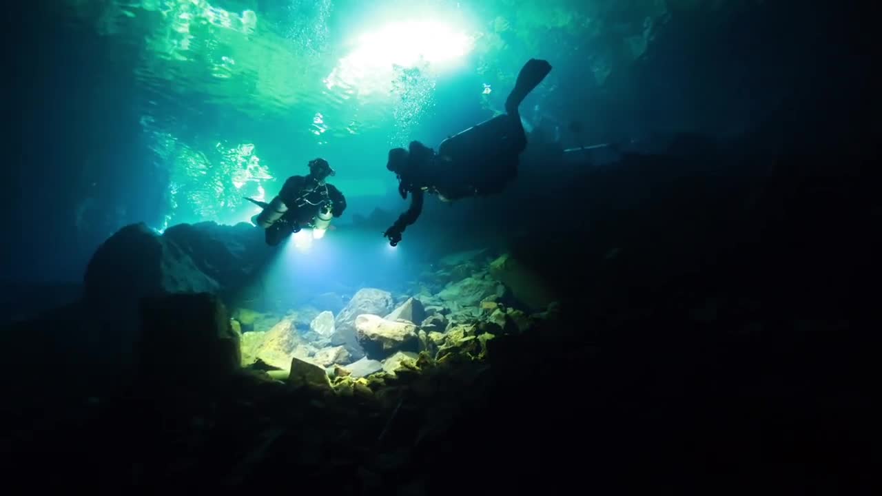 Underwater Serenity - Moment of Cave Diving Calmness