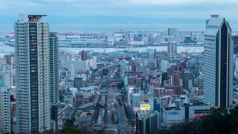 Skyscrapers and city roads in Japan