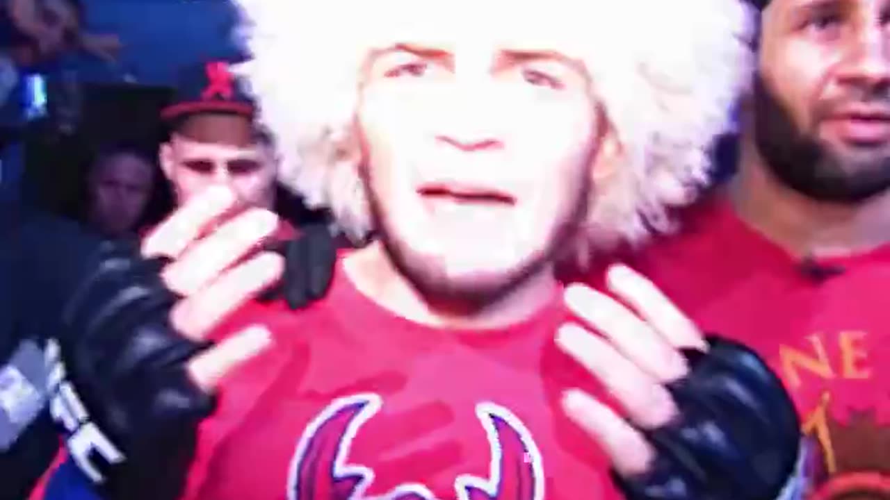 Khabib defeating conor in ufc fight