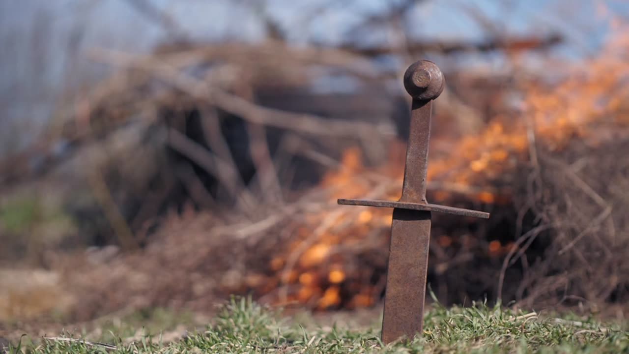 Rusty sword in the ground