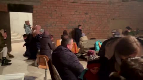 Kyiv residents seek shelter in church