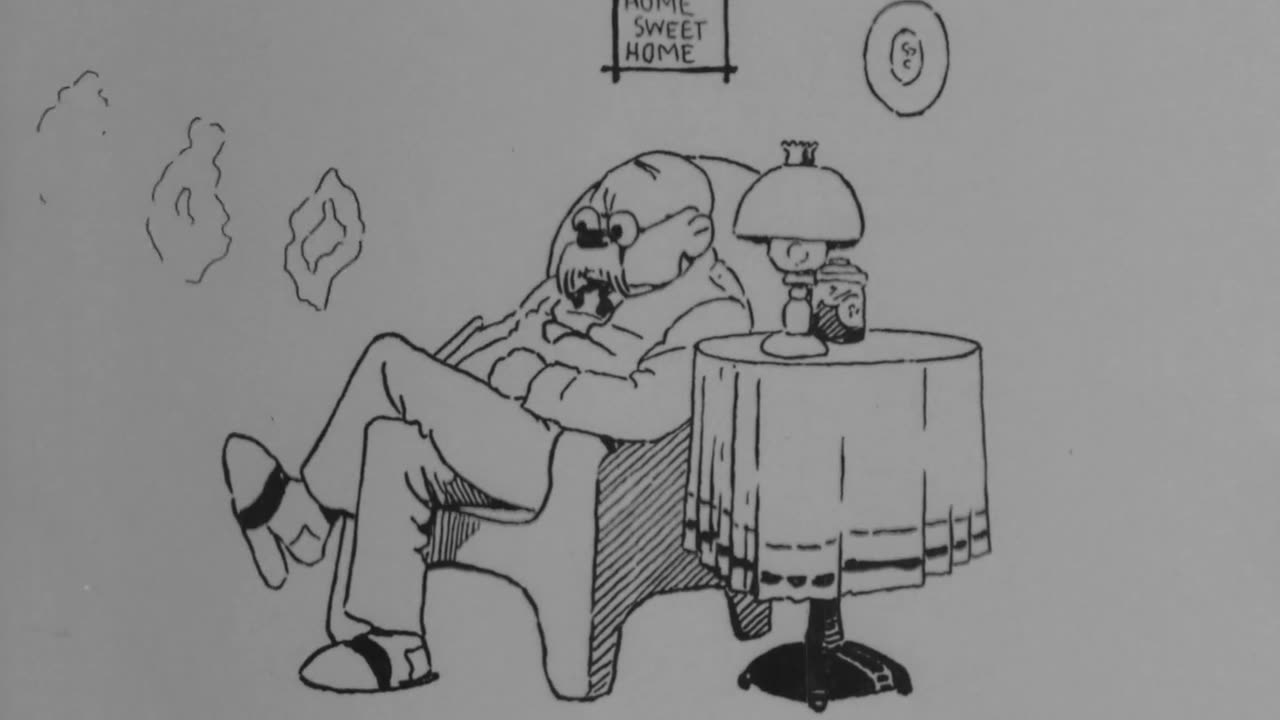 "Dreamy Dud Resolves Not To Smoke" (1915 Original Black & White Cartoon)