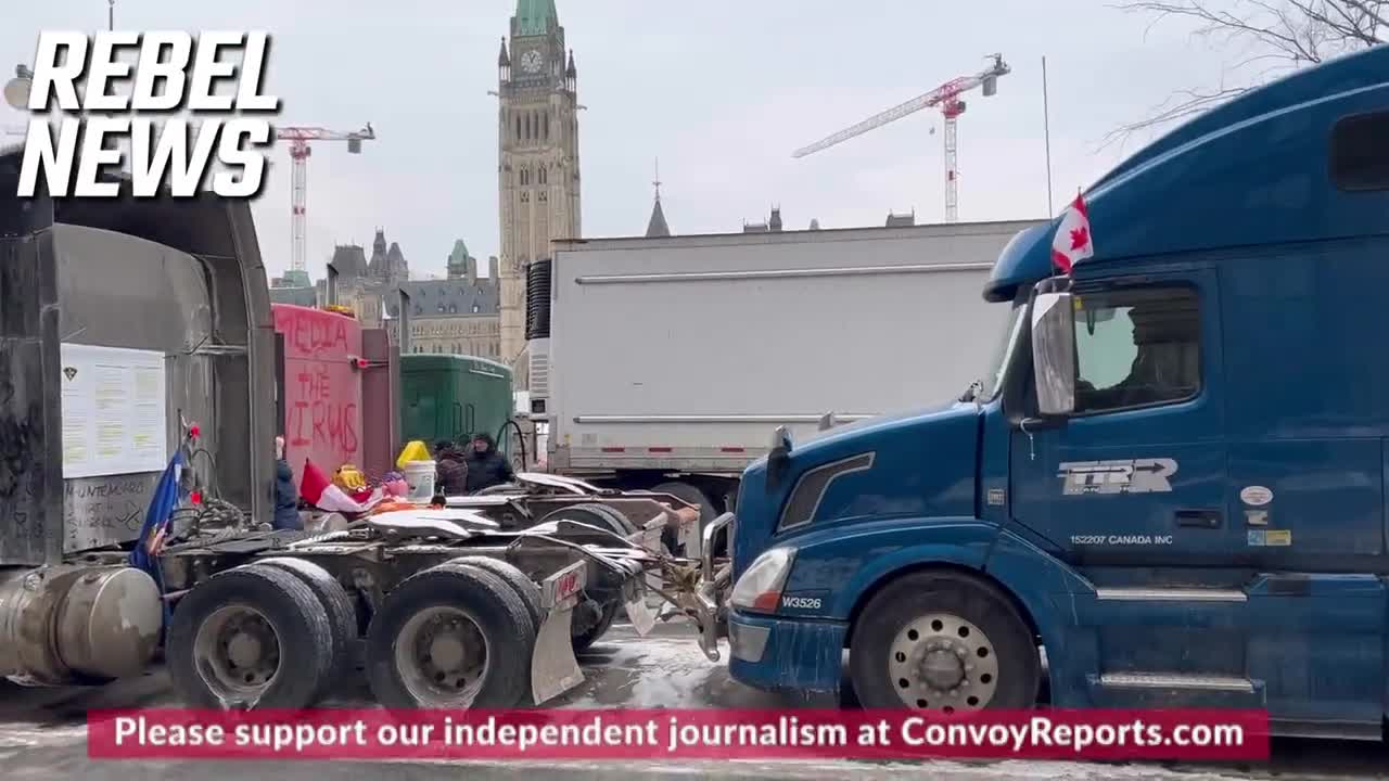 Truckers are standing