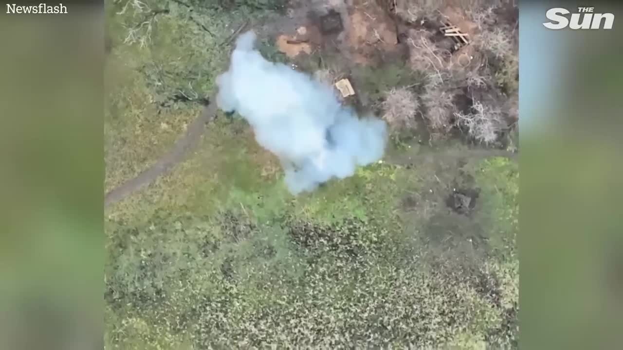 Ukrainian forces blow up Russian ammo depot using drone bombs