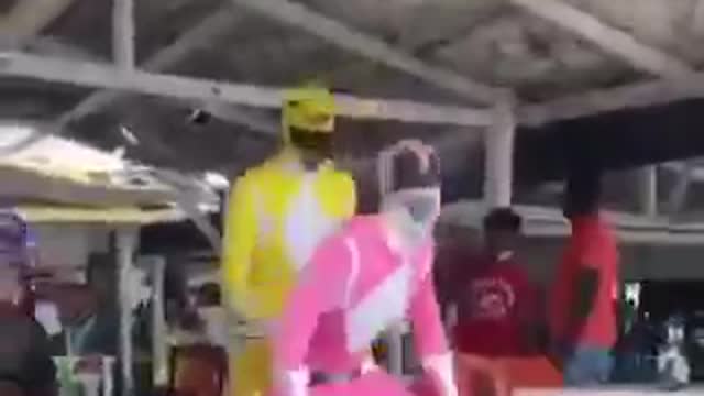 power ranger dancing on the beach