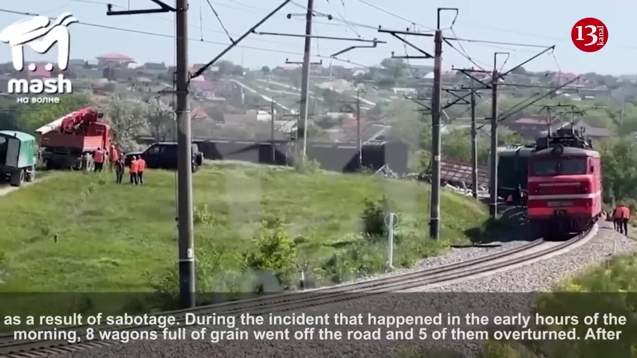 A Ukrainian sabotage group blew up a railway line in Crimea - wagons full of grain derailed