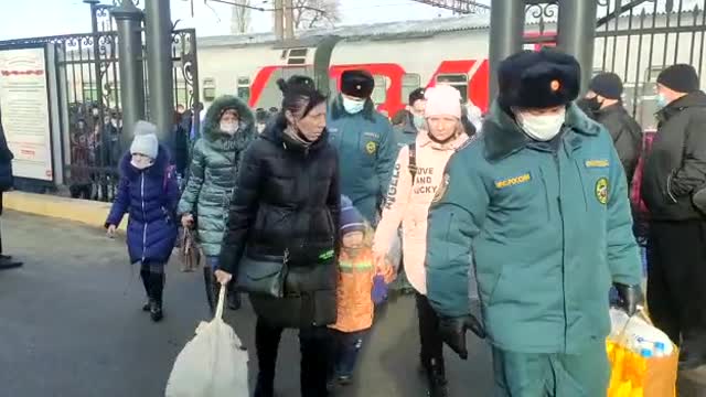 Arrival of a train with refugees from Donbass to Voronezh