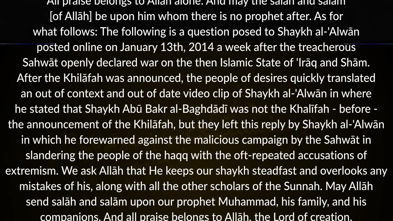 A Forewarning To The Plots Of The Sahwat