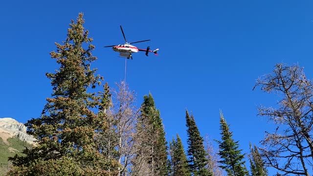 Close look at an helicopter in Banff, Alberta, Canada