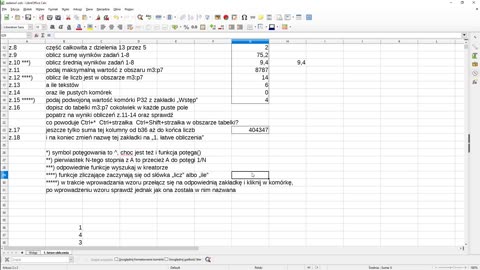 Arkusz kalkulacyjny CALC - podstawowe obliczenia, kreator funkcji, zakresy danych